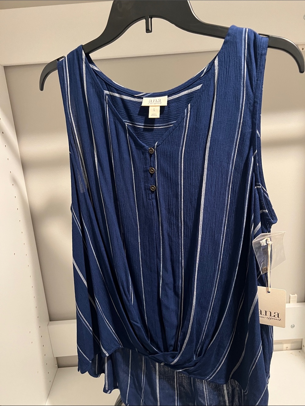 a.n.a Navy striped Tank Top